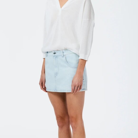 Tibi Bleached Denim Mini Skirt – Bleached Denim (Size 31, fits like a 30) - Picture 2 of 4